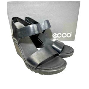 ECCO Freja Wedge Breathable Sandals Women Leather size 8